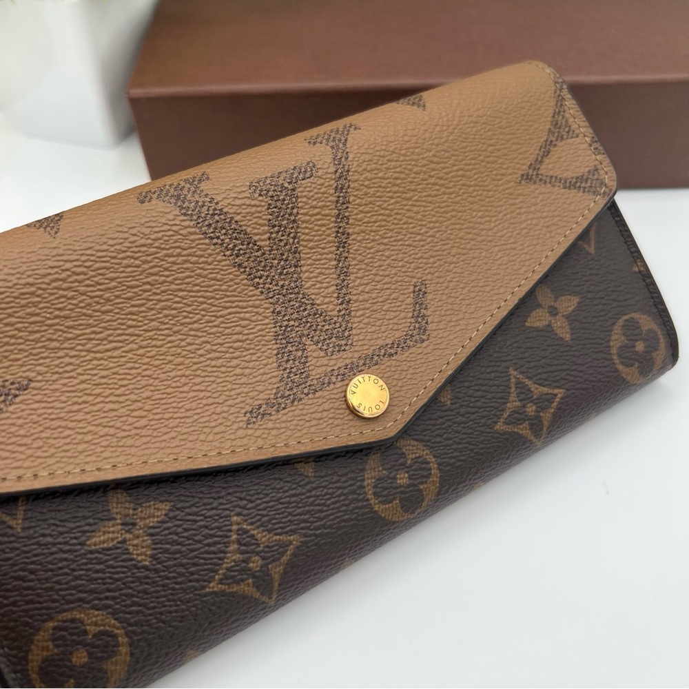 Louis Vuitton Monogram Reverse Long  Portefeuille Sarah wallet in box ❤️ - Picture 2 of 11
